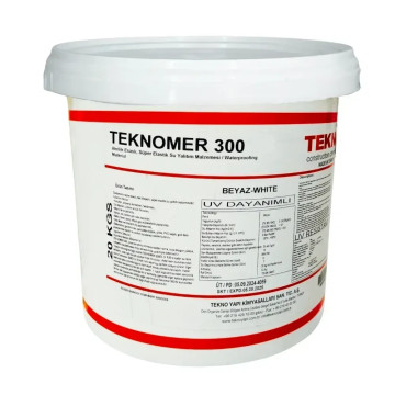 Акрилова гідроізоляція Teknomer 300 — еластична УФ-стійка мастика для басейнів, терас, балконів, покрівлі і ванних кімнат, 20 кг